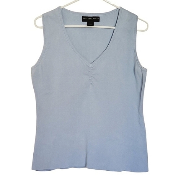 1057 * Geoffrey Beene V Neck Tank Baby Blue Size L Vintage - Picture 1 of 8